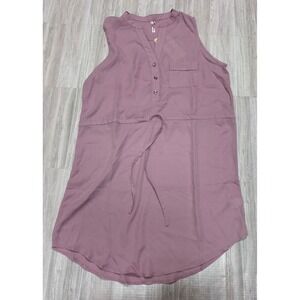 Mitto Shop Sleeveless Drawstring Waist Tunic Top Mauve M